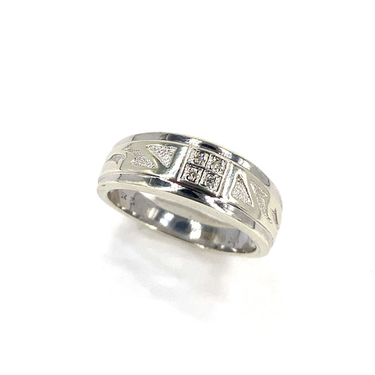 Men’s 9ct White Gold Diamond Ring - 0.05ct - Hyman’s Jewellers