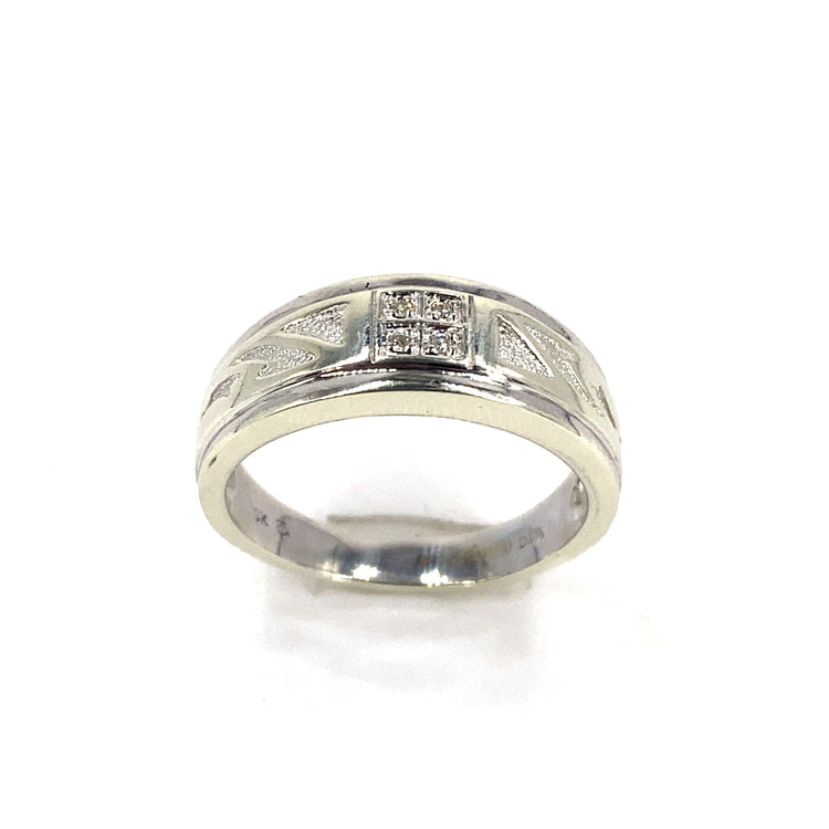Men’s 9ct White Gold Diamond Ring - 0.05ct - Hyman’s Jewellers