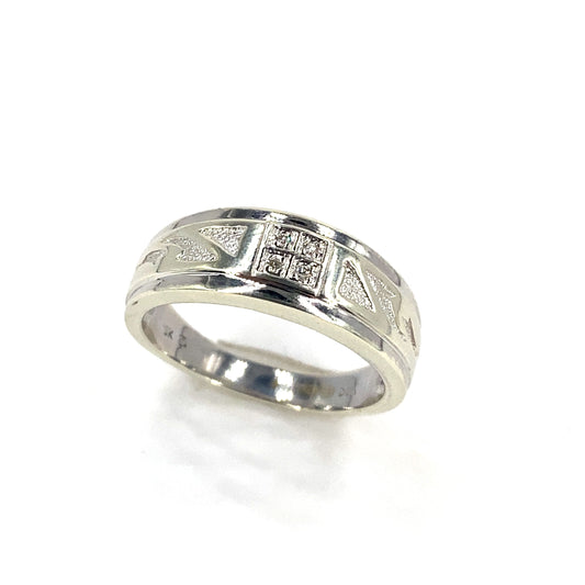 Men’s 9ct White Gold Diamond Ring - 0.05ct - Hyman’s Jewellers
