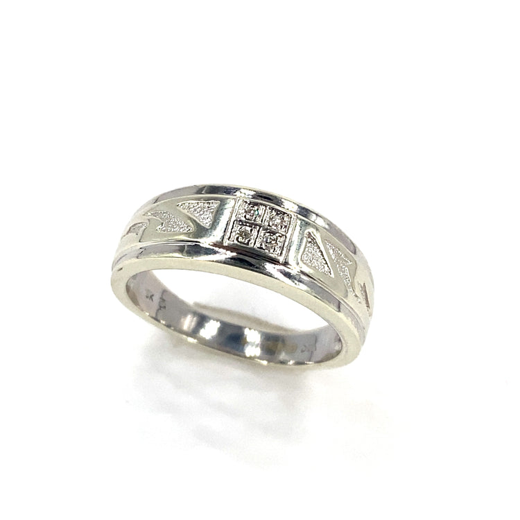 Men’s 9ct White Gold Diamond Ring - 0.05ct - Hyman’s Jewellers