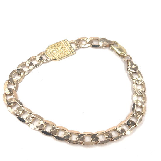 Men’s 9ct Yellow Gold 3 Lions Curb Bracelet - 13g - Hyman’s Jewellers
