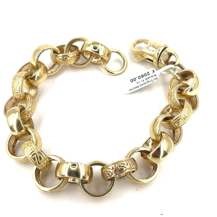 Men’s 9ct Yellow Gold Belcher Bracelet - 41.3G 9” - Hyman’s Jewellers