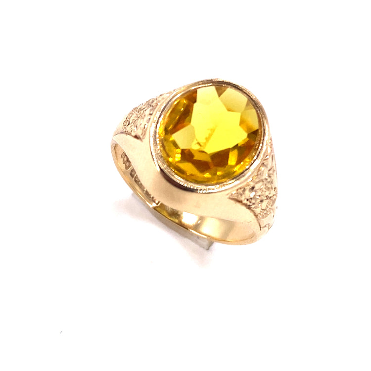 Mens 9ct Yellow Gold Citrine Signet Ring - 6.3G - Hyman’s Jewellers