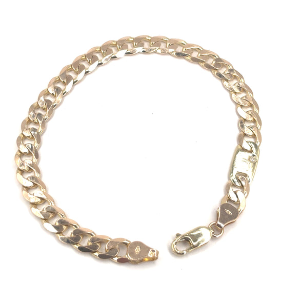Men’s 9ct Yellow Gold Curb Bracelet - 15.8g 0.05ct Diamond - Hyman’s Jewellers