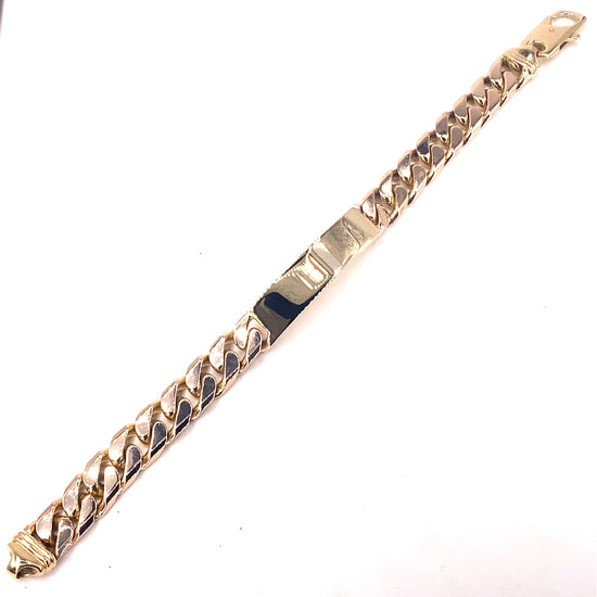 Men’s 9ct Yellow Gold Curl ID Bracelet - 53g 9” - Hyman’s Jewellers