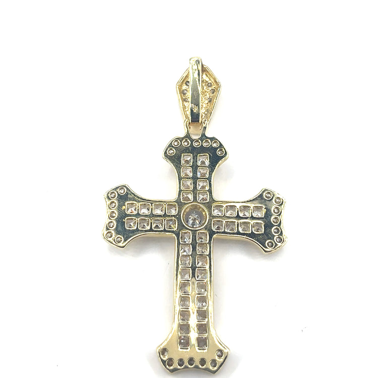 Men’s 9ct Yellow Gold Cz Cross - 20.4g - Hyman’s Jewellers