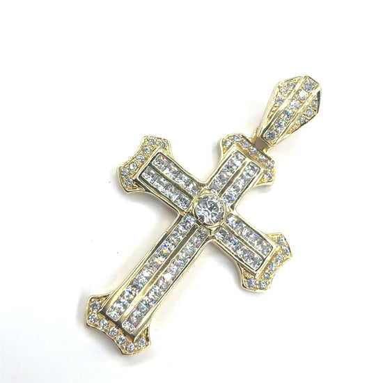 Men’s 9ct Yellow Gold Cz Cross - 20.4g - Hyman’s Jewellers