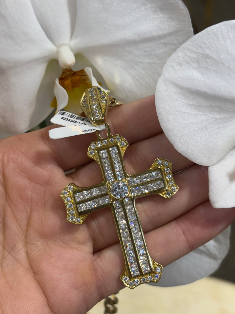 Men’s 9ct Yellow Gold Cz Cross - 20.4g - Hyman’s Jewellers