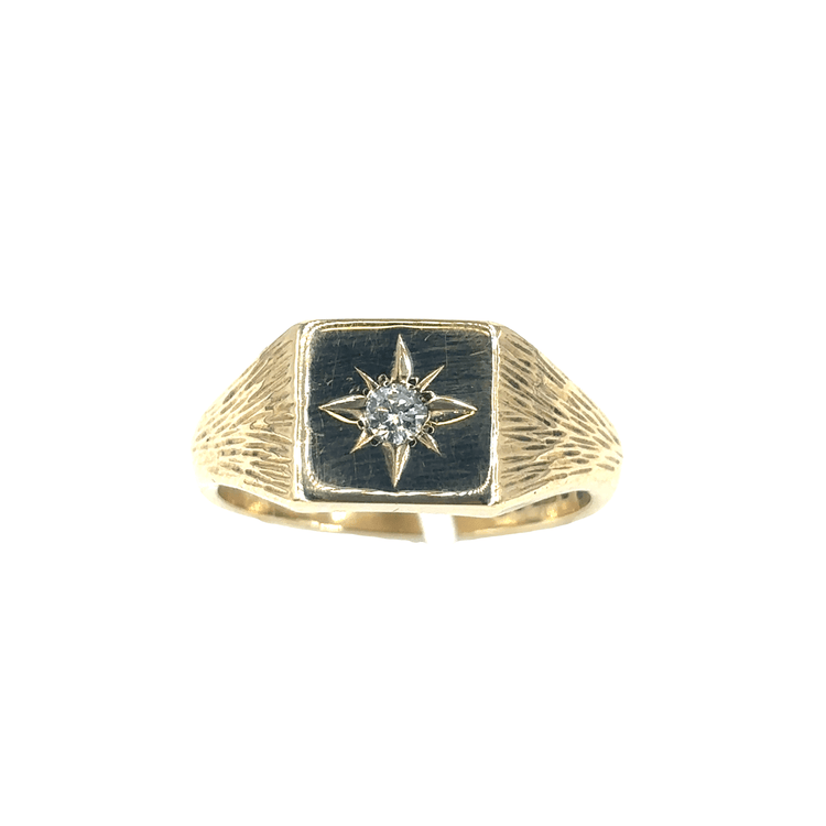 Mens 9ct Yellow Gold Diamond Signet Ring - Hyman’s Jewellers
