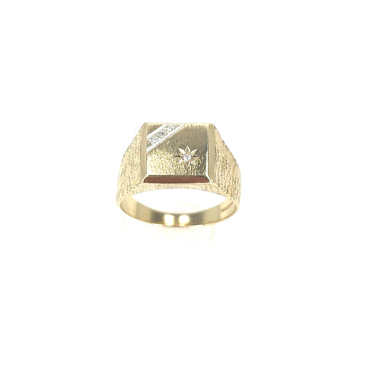 Men’s 9ct Yellow Gold Diamond Signet Ring - 6.1g - Hyman’s Jewellers