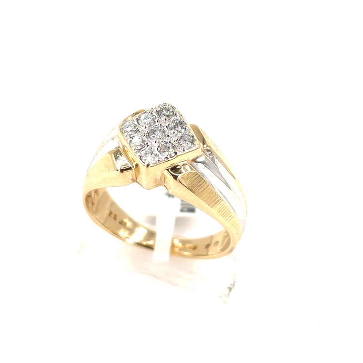 Men’s 9ct Yellow Gold Diamond Sitnet Ring - 3.8g Size S 0.20ct - Hyman’s Jewellers