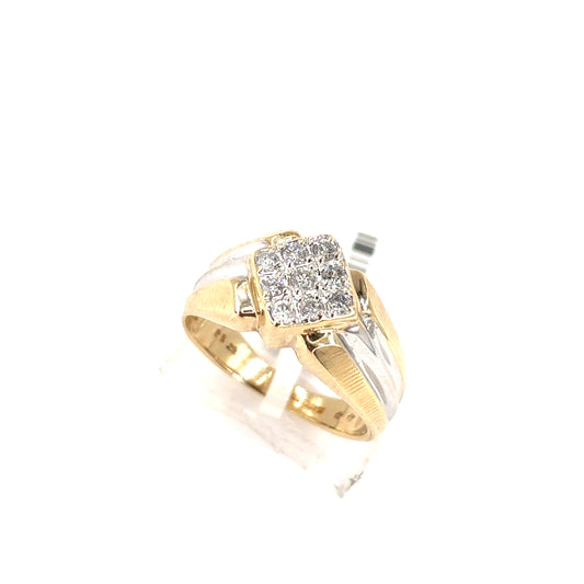 Men’s 9ct Yellow Gold Diamond Sitnet Ring - 3.8g Size S 0.20ct - Hyman’s Jewellers