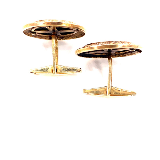 Men’s 9ct Yellow Gold Engraved Roman Coin Style Cufflinks - Hyman’s Jewellers