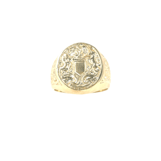 Men’s 9ct Yellow Gold Heraldic Signet Ring - 9.7g Size Q - Hyman’s Jewellers
