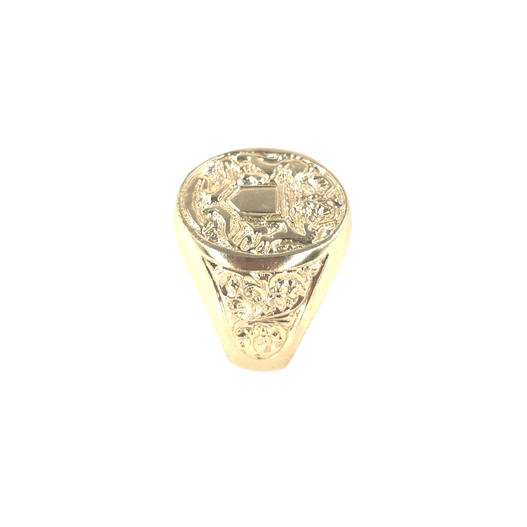 Men’s 9ct Yellow Gold Heraldic Signet Ring - 9.7g Size Q - Hyman’s Jewellers