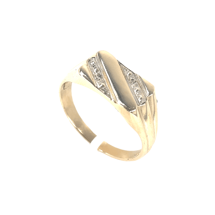 Men’s 9ct Yellow Gold Signet Ring with Round Cut Diamonds - 3.7g Size Y - Hyman’s Jewellers