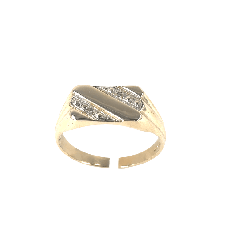Men’s 9ct Yellow Gold Signet Ring with Round Cut Diamonds - 3.7g Size Y - Hyman’s Jewellers