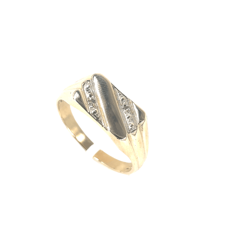 Men’s 9ct Yellow Gold Signet Ring with Round Cut Diamonds - 3.7g Size Y - Hyman’s Jewellers