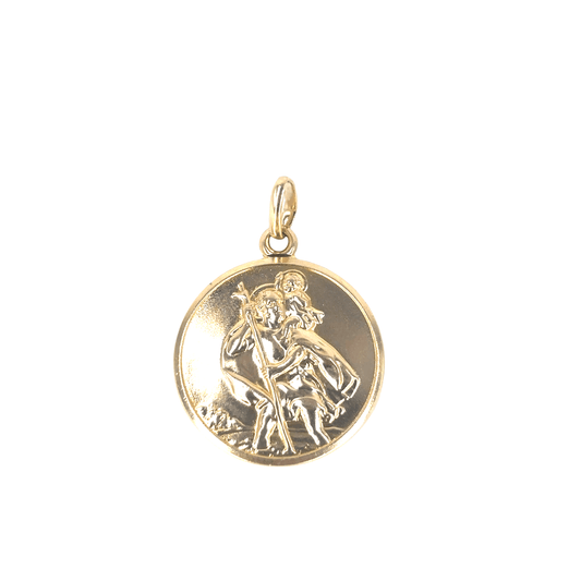 Men’s 9ct Yellow Gold St. Christopher Medallion Pendant - 6g - Hyman’s Jewellers