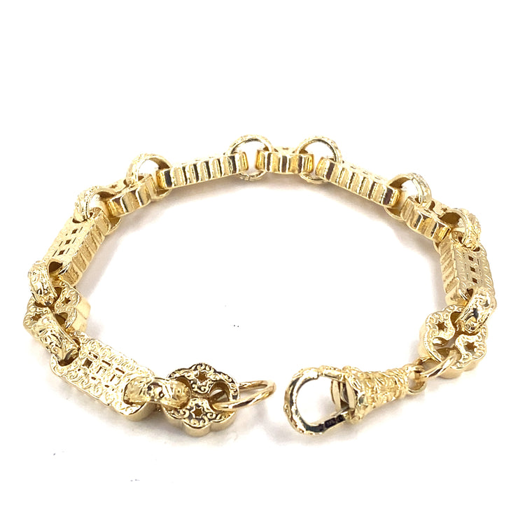 Men’s 9ct Yellow Gold Star & Bar Bracelet - 40.4g - Hyman’s Jewellers