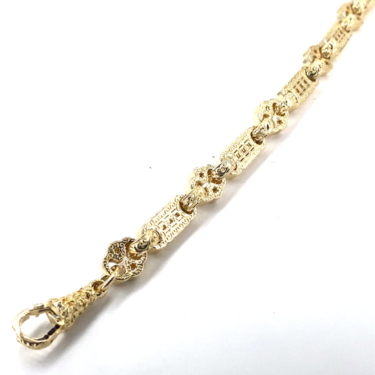 Men’s 9ct Yellow Gold Star & Bar Bracelet - 40.4g - Hyman’s Jewellers
