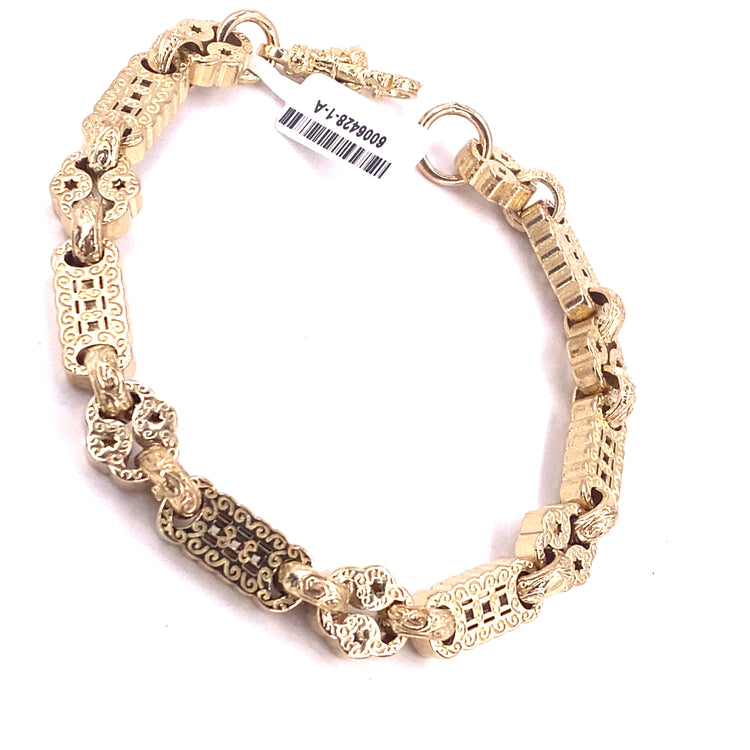 Men’s 9ct Yellow Gold Star & Bar Bracelet - 50.3g - Hyman’s Jewellers