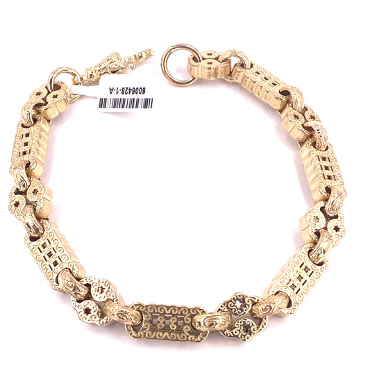 Men’s 9ct Yellow Gold Star & Bar Bracelet - 50.3g - Hyman’s Jewellers