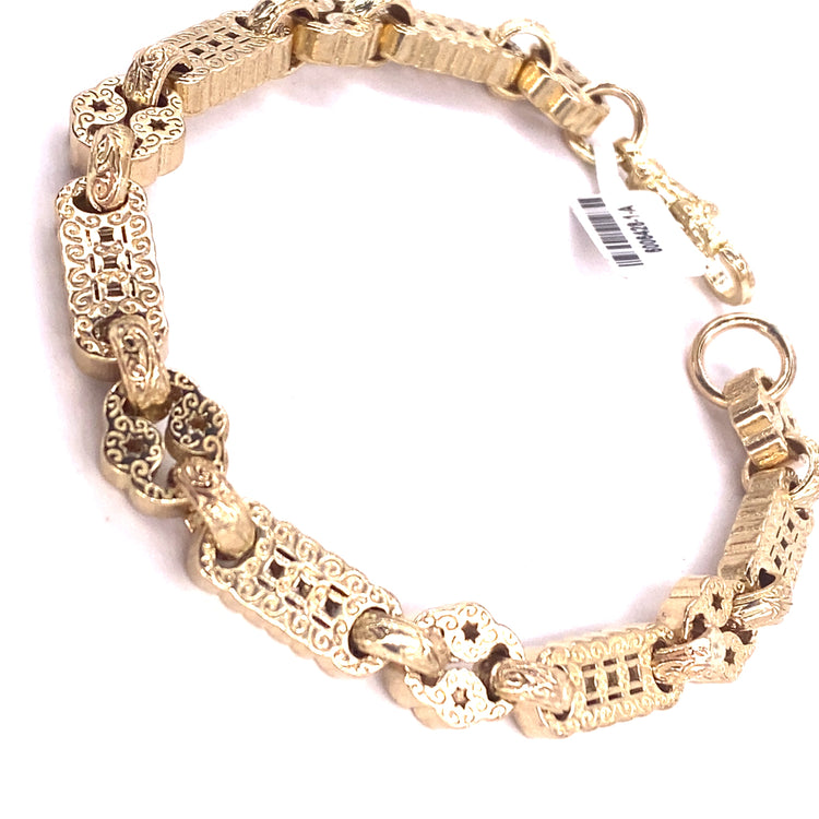 Men’s 9ct Yellow Gold Star & Bar Bracelet - 50.3g - Hyman’s Jewellers