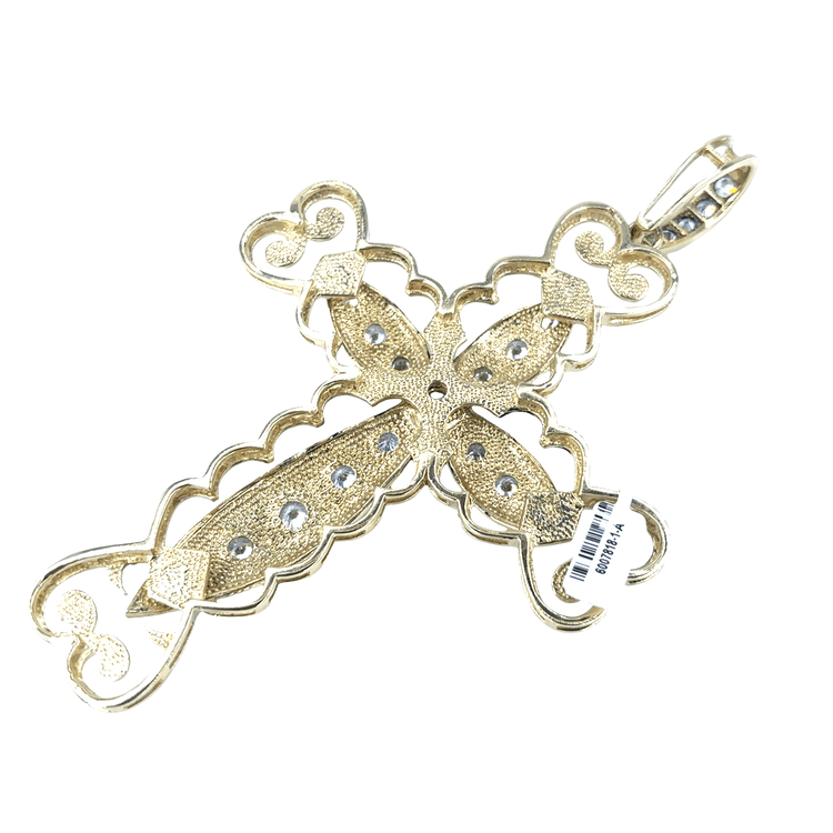 Men’s 9ct Yellow Gold XL CZ Cross Pendant - 5.5” 71.8g - Hyman’s Jewellers