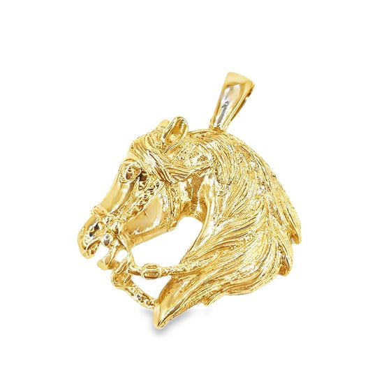 Mens 9ct Yellow Gold XL Horse Head Pendant 14.9g - Hyman’s Jewellers