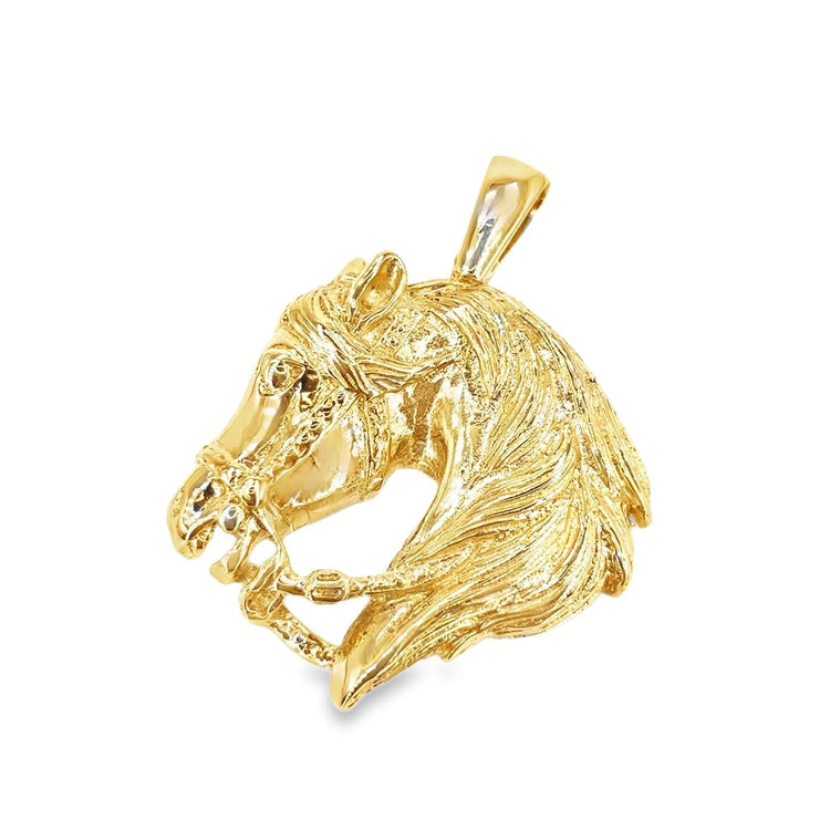 Mens 9ct Yellow Gold XL Horse Head Pendant 14.9g - Hyman’s Jewellers