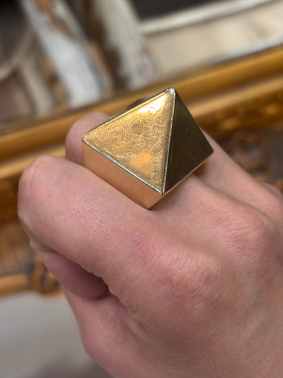 Mens 9ct Yellow Gold XL Pyramid Ring - 117.6g - Hyman’s Jewellers