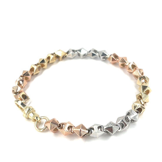 Men’s 9ct Yellow Rose White Gold Pyramid Bracelet - 32g - Hyman’s Jewellers
