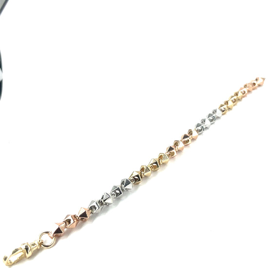 Men’s 9ct Yellow Rose White Gold Pyramid Bracelet - 32g - Hyman’s Jewellers