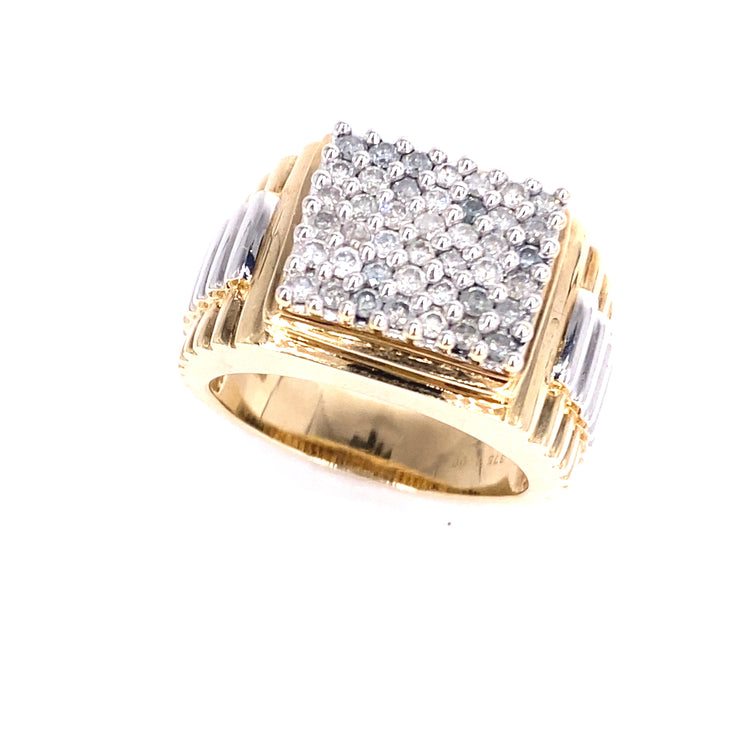 Men’s 9ct Yellow White Gold Diamond Cluster Ring - Hyman’s Jewellers