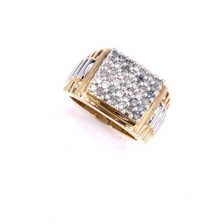 Men’s 9ct Yellow White Gold Diamond Cluster Ring - Hyman’s Jewellers