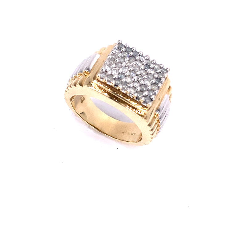 Men’s 9ct Yellow White Gold Diamond Cluster Ring - Hyman’s Jewellers