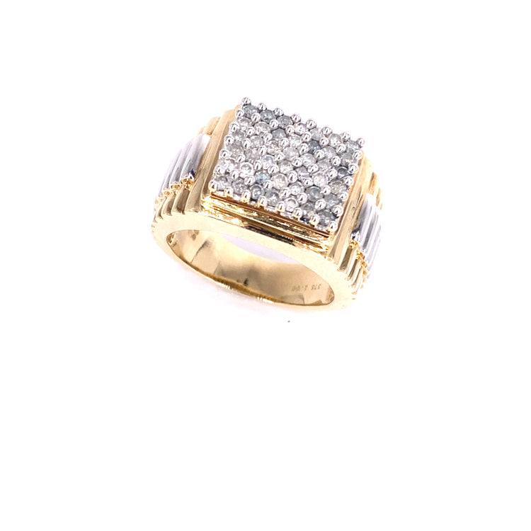 Men’s 9ct Yellow White Gold Diamond Cluster Ring - Hyman’s Jewellers