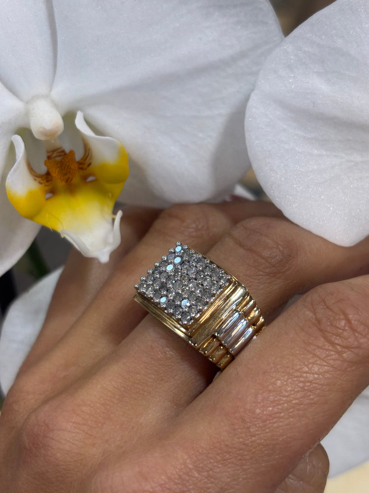 Men’s 9ct Yellow White Gold Diamond Cluster Ring - Hyman’s Jewellers