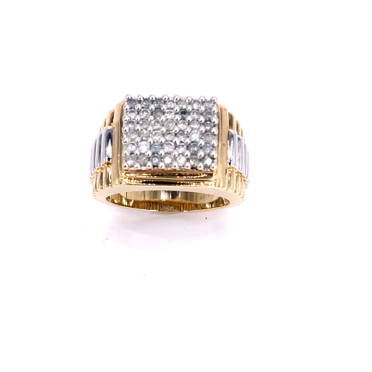 Men’s 9ct Yellow White Gold Diamond Cluster Ring - Hyman’s Jewellers