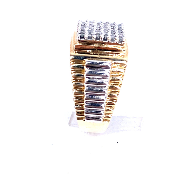 Men’s 9ct Yellow White Gold Diamond Cluster Ring - Hyman’s Jewellers