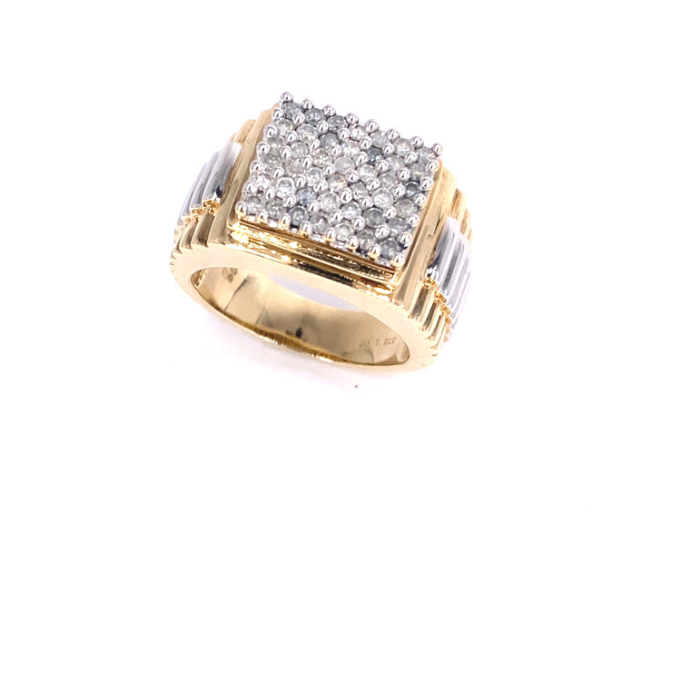 Men’s 9ct Yellow White Gold Diamond Cluster Ring - Hyman’s Jewellers