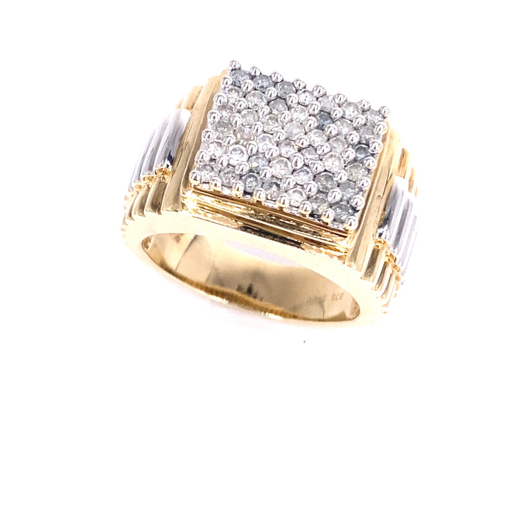Men’s 9ct Yellow White Gold Diamond Cluster Ring - Hyman’s Jewellers