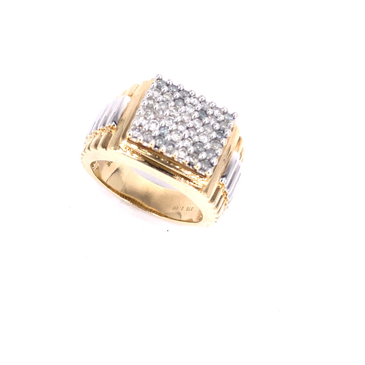 Men’s 9ct Yellow White Gold Diamond Cluster Ring - Hyman’s Jewellers