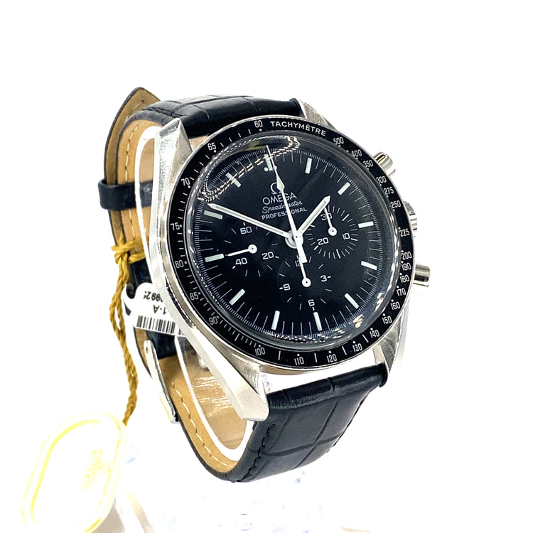 Men’s Omega Speedmaster Professional Moonwatch - Black Leather 38705031 - Hyman’s Jewellers