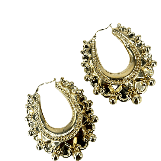 Ornate 9CT Yellow Gold Hoop Earrings with Beaded Accents - Hyman’s Jewellers