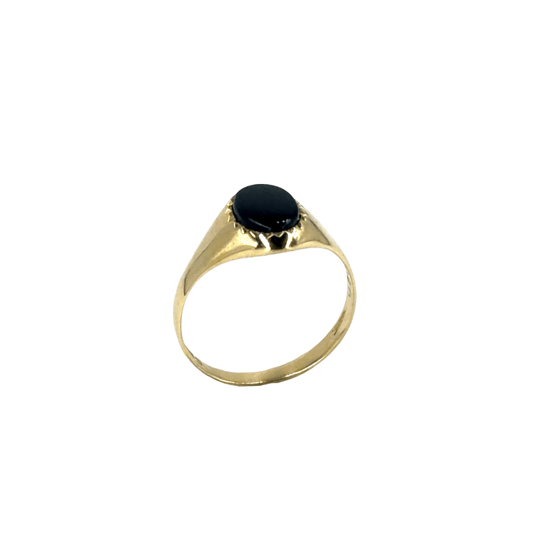 Oval Onyx Signet Ring in 9CT Yellow Gold 1.2g - Hyman’s Jewellers