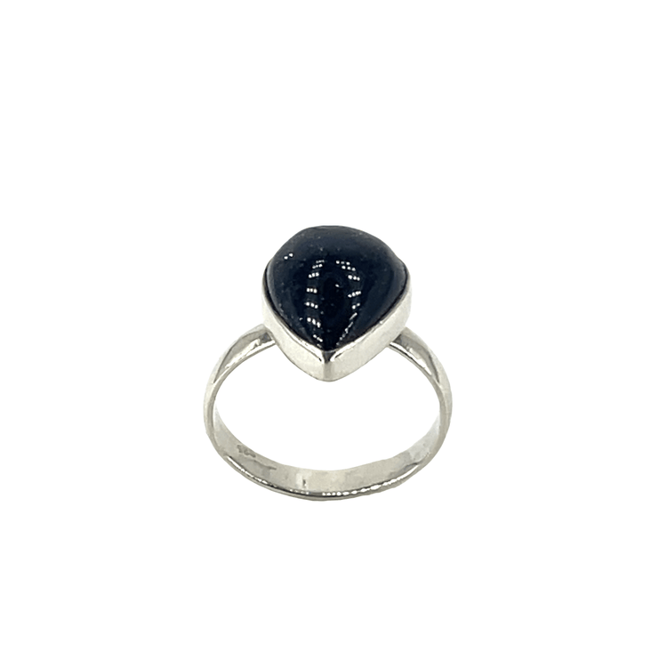 Pear-Shaped Blue Quartz Solitaire Ring in Silver - Hyman’s Jewellers