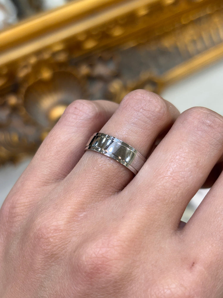 Platinum Band Ring in White Gold - 7.3G size O - Hyman’s Jewellers