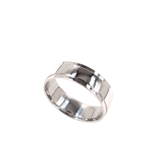 Platinum Band Ring in White Gold - 7.3G size O - Hyman’s Jewellers